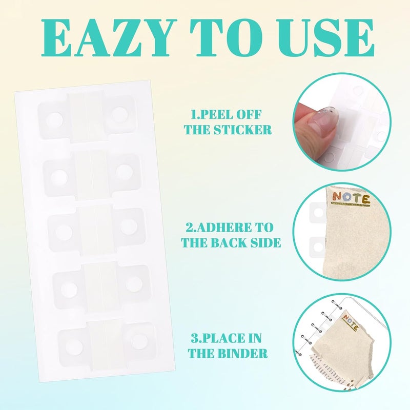 Pretwad 400 PCS Clear Binder Sheet Converter Stickers, Convert Non-Punched Paper to Loose-Leaf Binder Refill Pages for DIY Planner, Scrapbook Album, Hole Reinforcement Stickers and Inserts - Image 3